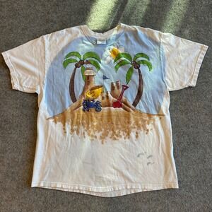 Vintage Hanes Beefy Custom Painted Beach Surf T Shirt Adult XL